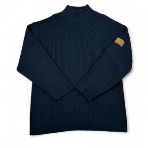 Y2K Super dark teal ribbed mock neck oversized sweater